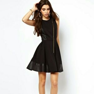 ASOS Black Skater Dress with PU Panels 2