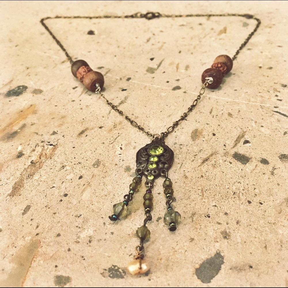 Beautiful Handmade Brass & Chandelier Necklace