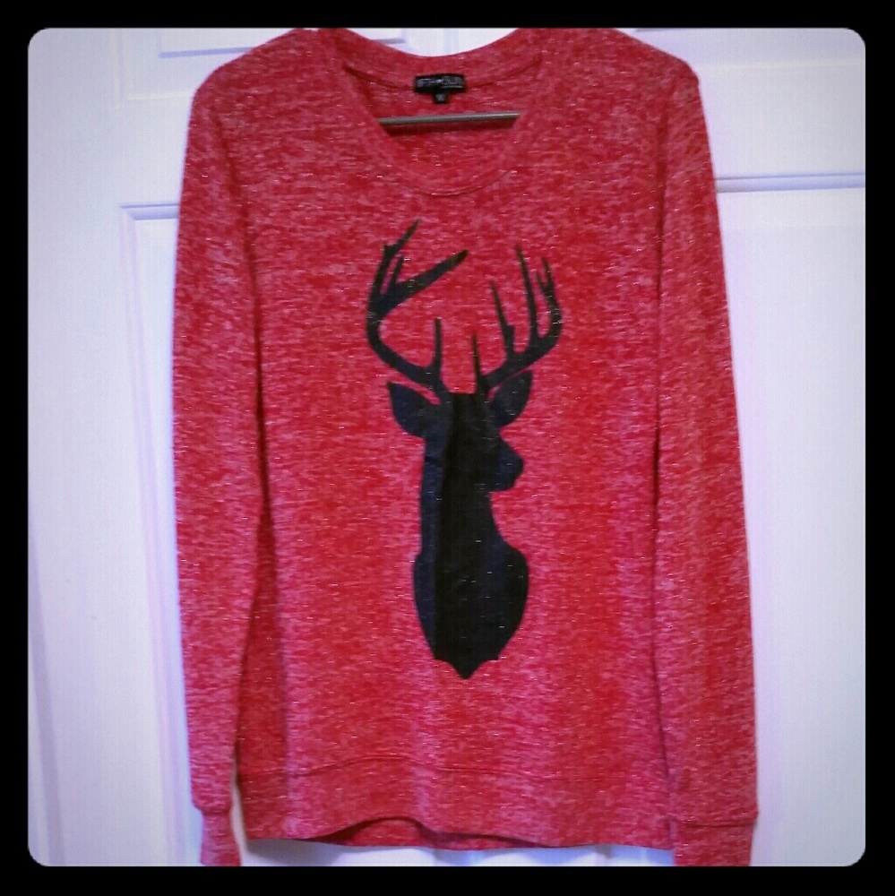 Red sparkly deer sweater