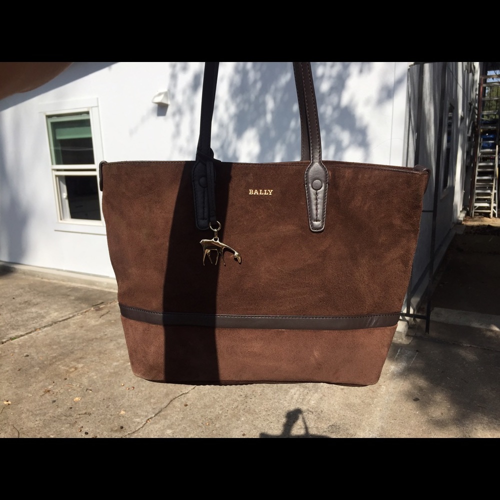 Authentic Bally brown suede medium sized tote