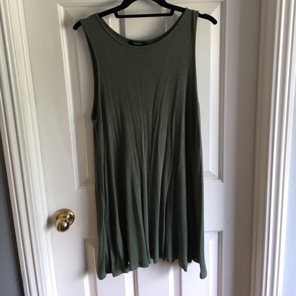 Olive ribbed dress