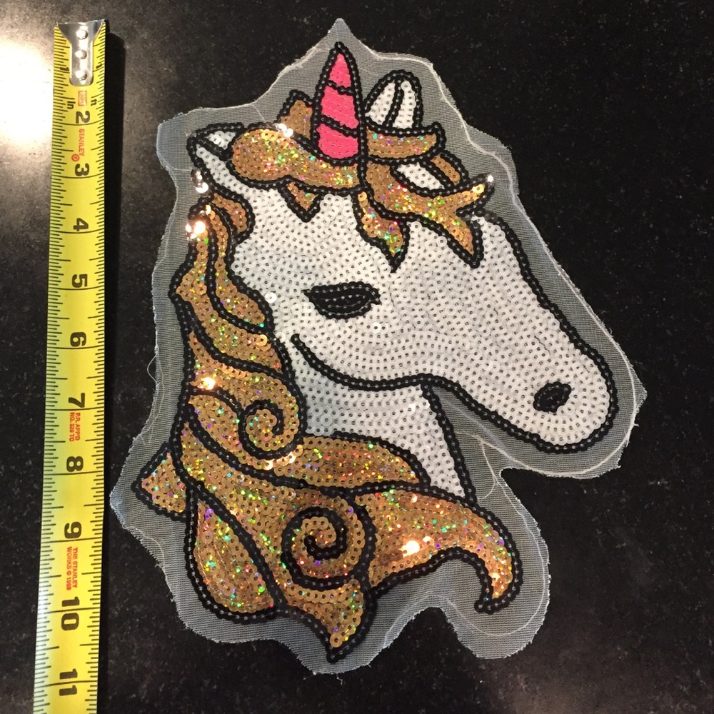 Unicorn sequin sew on appliqués . Big!!! New