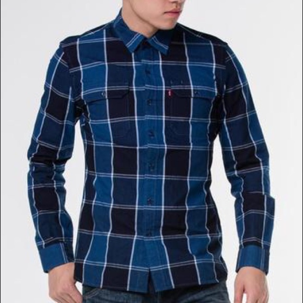 LEVI'S MENS BUFFALO PLAID JACKSON WORKER SHIRT S