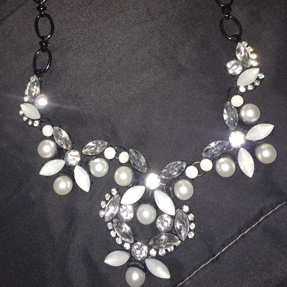 JCrew Diamond and Pearl Statement Necklace