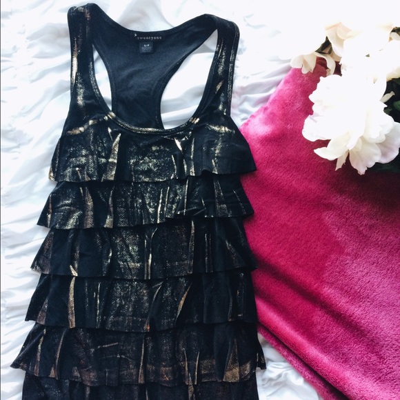 Gold tinted black party tank top - Picture 2 of 4