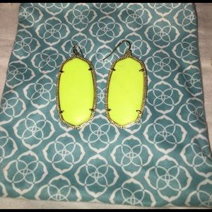 Neon yellow Kendra scott earrings