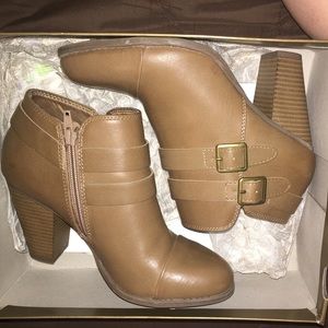 Brown heel ankle booties