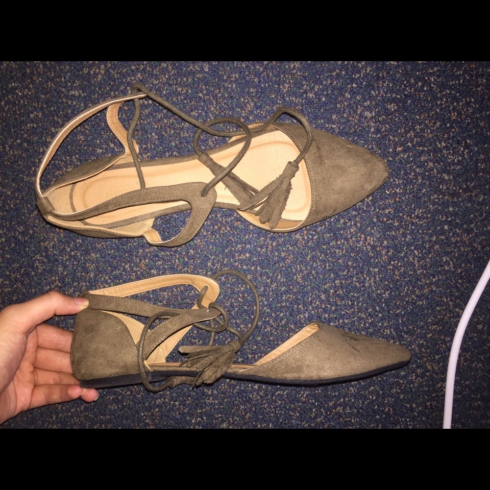 Dark green flats