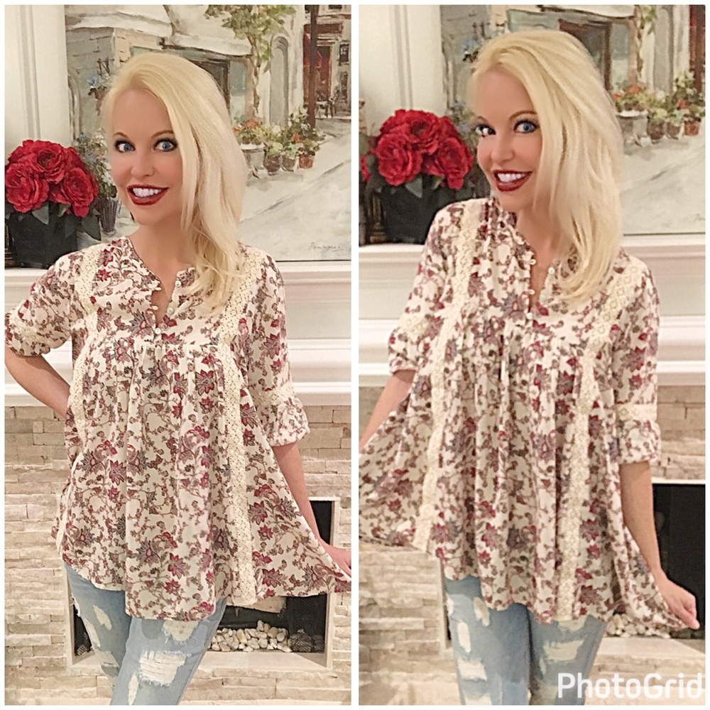LAST 1🌸Beautiful crochet detail ivory tunic! - Picture 4 of 5