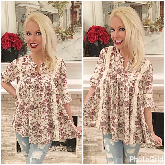 LAST 1🌸Beautiful crochet detail ivory tunic! - Picture 4 of 5