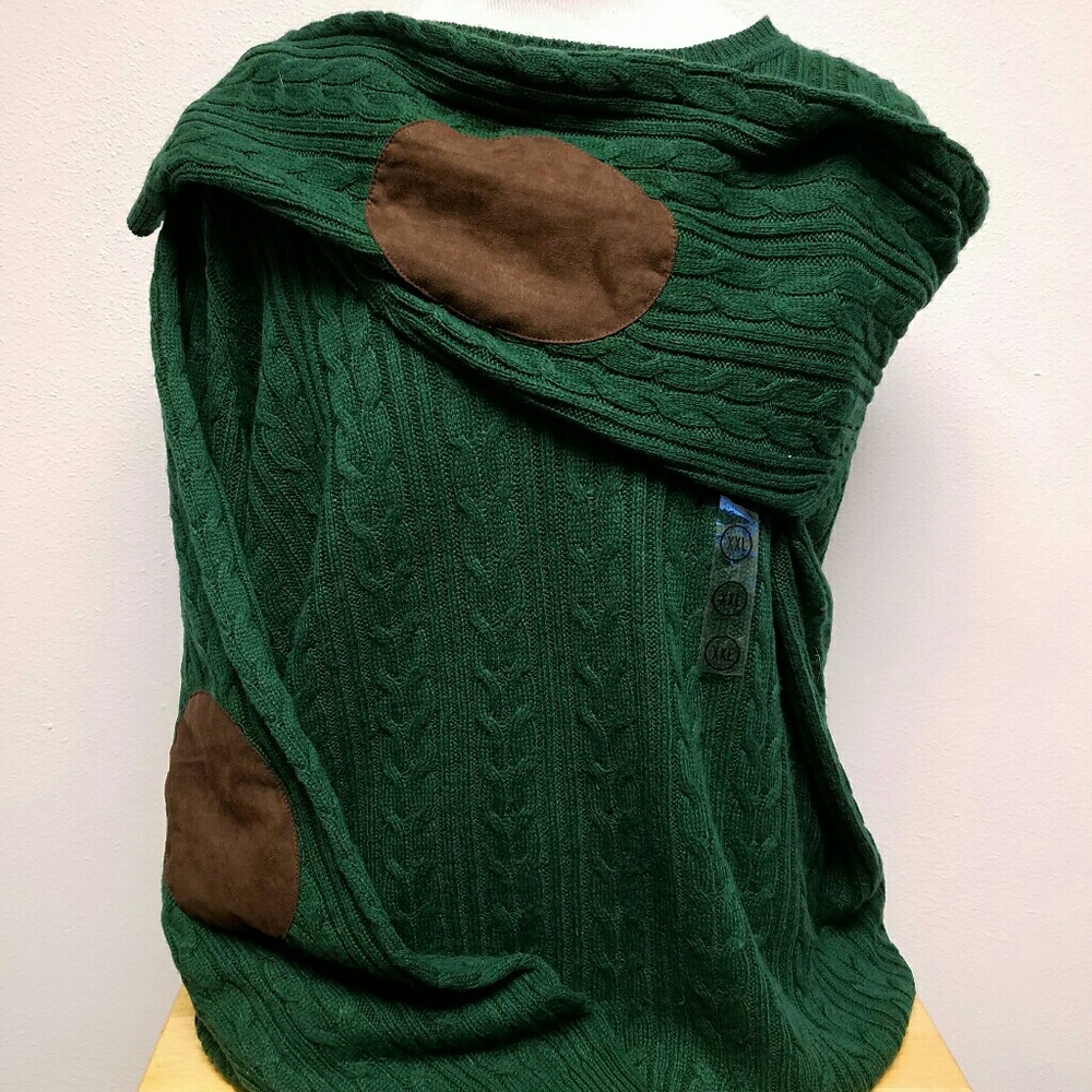 New Argyle Culture Sz XXl green sweater elbow