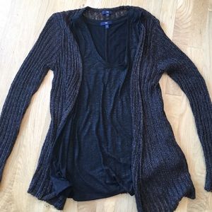 Cardigan w/tank top. Both are Gap black with gold