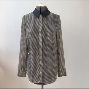 WGB by Walter Baker leather collar blouse