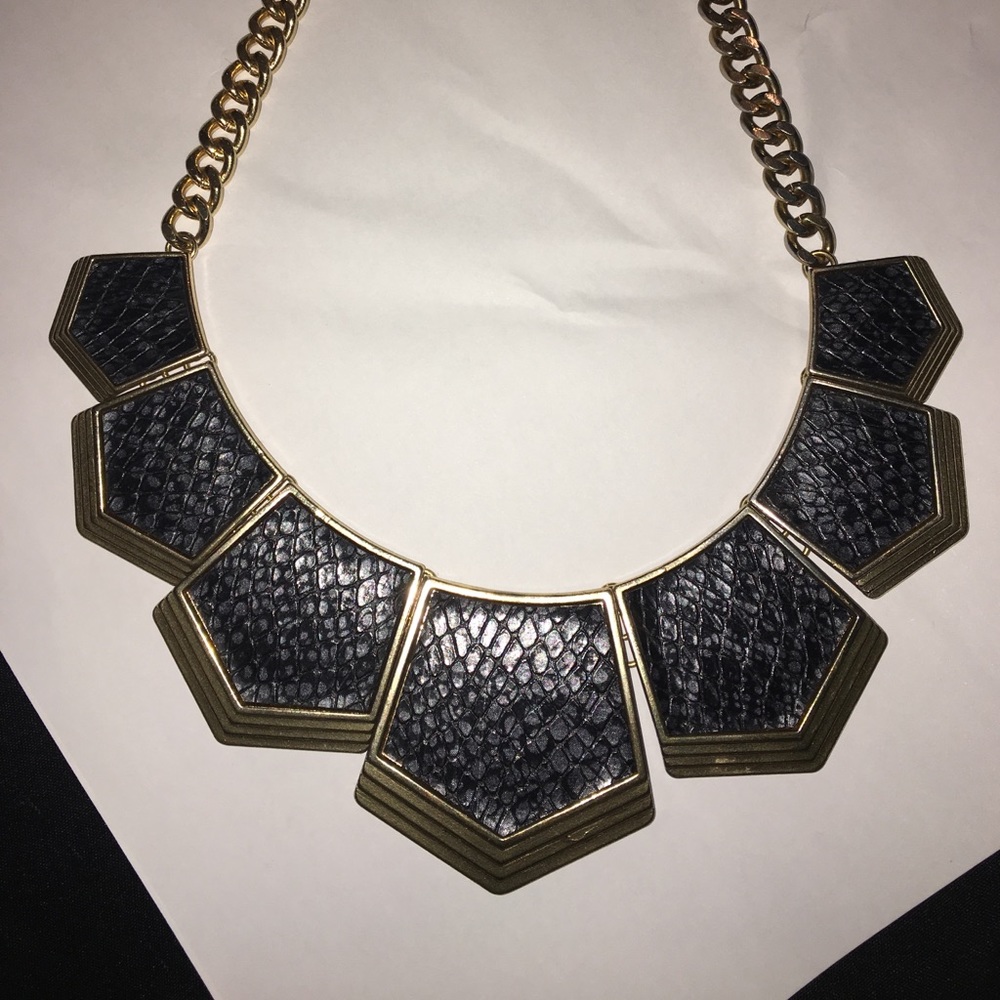 Statement Necklace Black and Gold