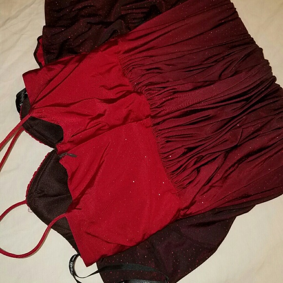 Red and black sparkling prom formal dress euc S - Picture 6 of 8