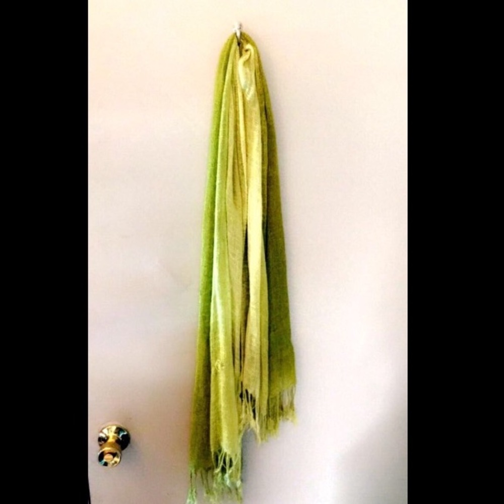 Lime Green & Yellow Fringe Scarf