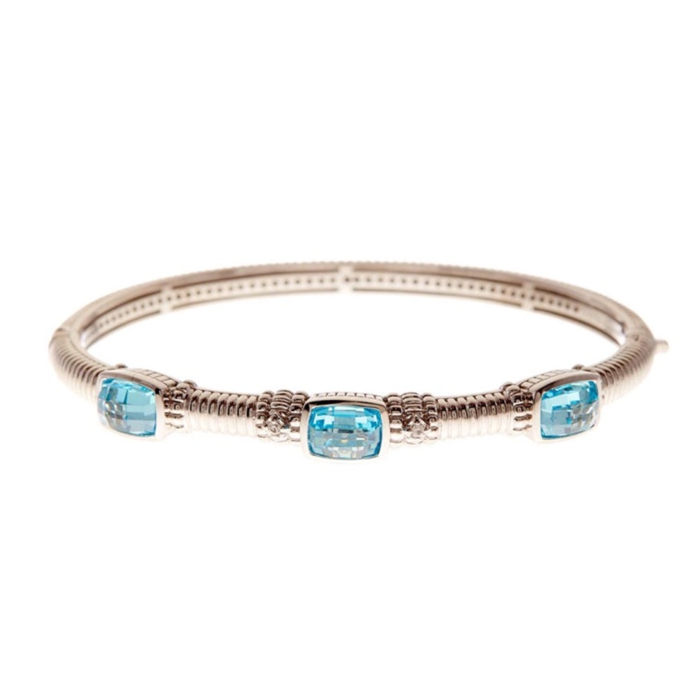 Sterling silver white sapphire bangle