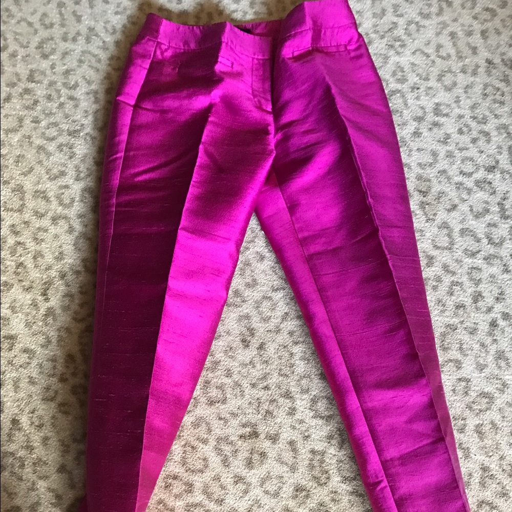 Hot Pink cigarette pants - silk & wool