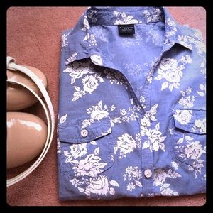 Chambray floral blouse