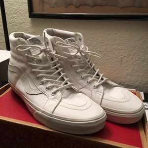 triple white high top vans