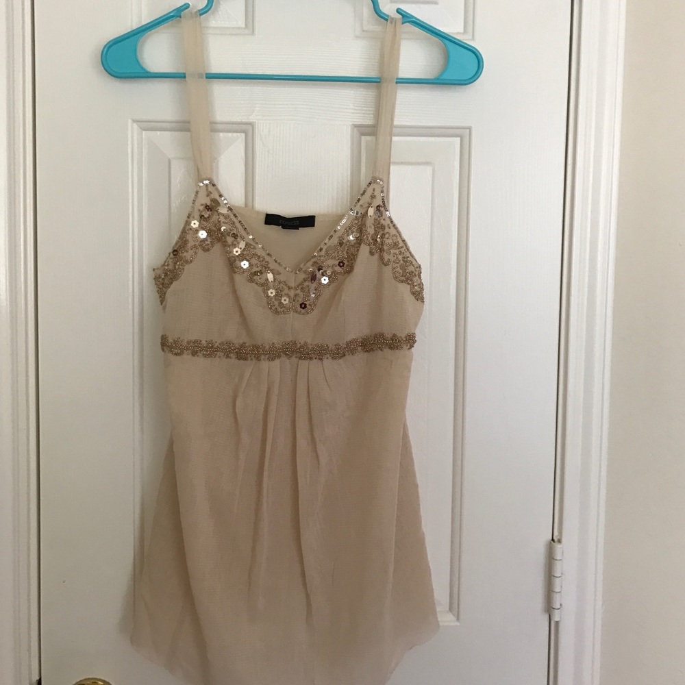 Beaded tan dressy tank