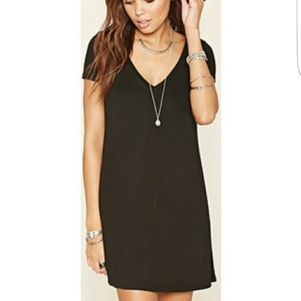 Black V Neck T-shirt Dress