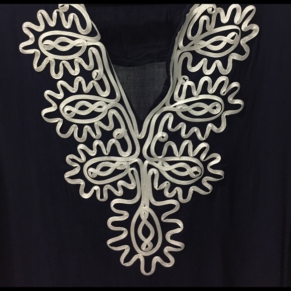 Tops - MOVING SALE❗️Navy + White Ribbon Embellished Tunic Tops - MOVING SALE❗️Navy + White Ribbon Embellished Tunic