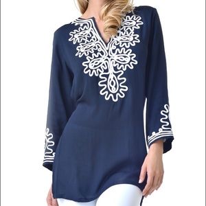 MOVING SALE❗️Navy + White Ribbon Embellished Tunic MOVING SALE❗️Navy + White Ribbon Embellished Tunic
