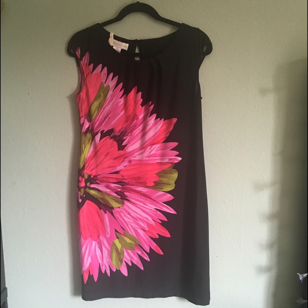 Black hot pink floral sleeveless dress 6