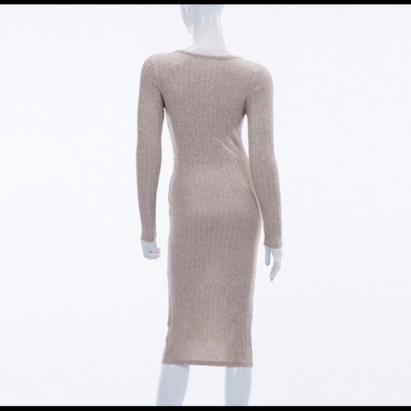 LAST ONE! SIZE L - Long-Sleeved Bodycon Midi Dress - Picture 6 of 6