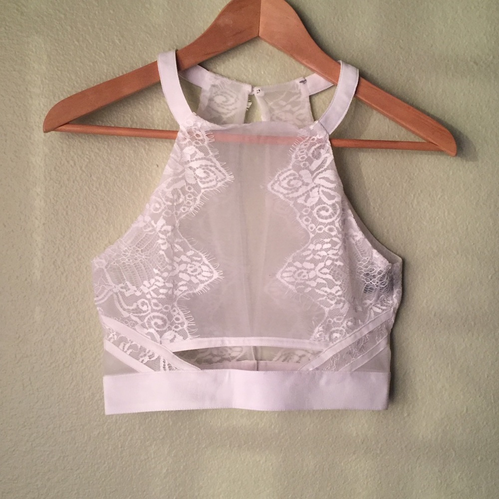 BNWOT Sheer Lace Crop Top