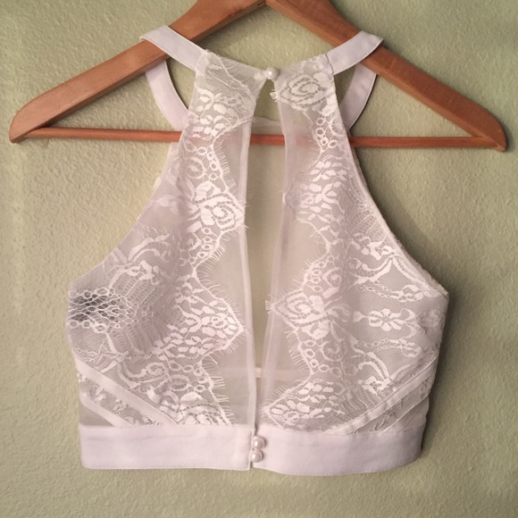 BNWOT Sheer Lace Crop Top - Picture 2 of 2