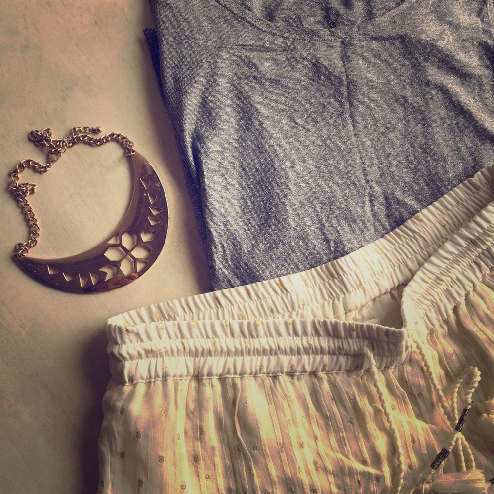 Anthropologie Try B metallic skirt