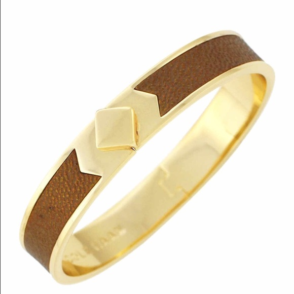 NWT Cole Haan 12K Gold Leather Bangle - Picture 2 of 4