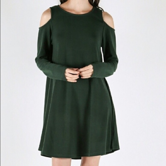 Dresses & Skirts - Sale! Hunter green cold should long sleeve dress