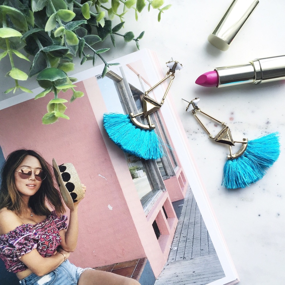 "Catalina" Earrings || Turquoise Tassel Statement