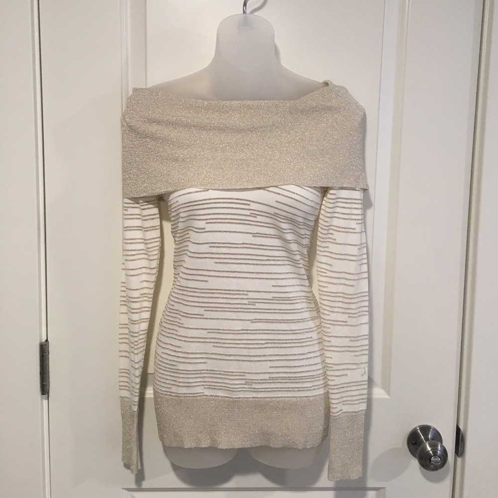 Gorgeous gold and cream cowl neck sweater by cache
