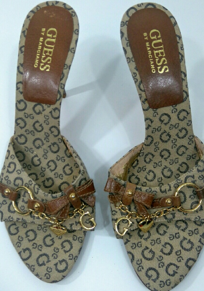 GUESS heels sandals logo design