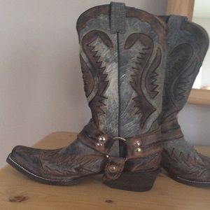 Stetson boots 7.5 gray/brown distressed