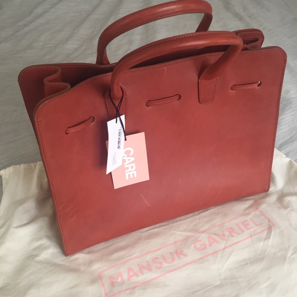 Mansur Gavriel Large Sun Leather Tote Bag - Picture 7 of 8
