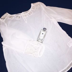 Anthro Blouse w/ floral lace detail