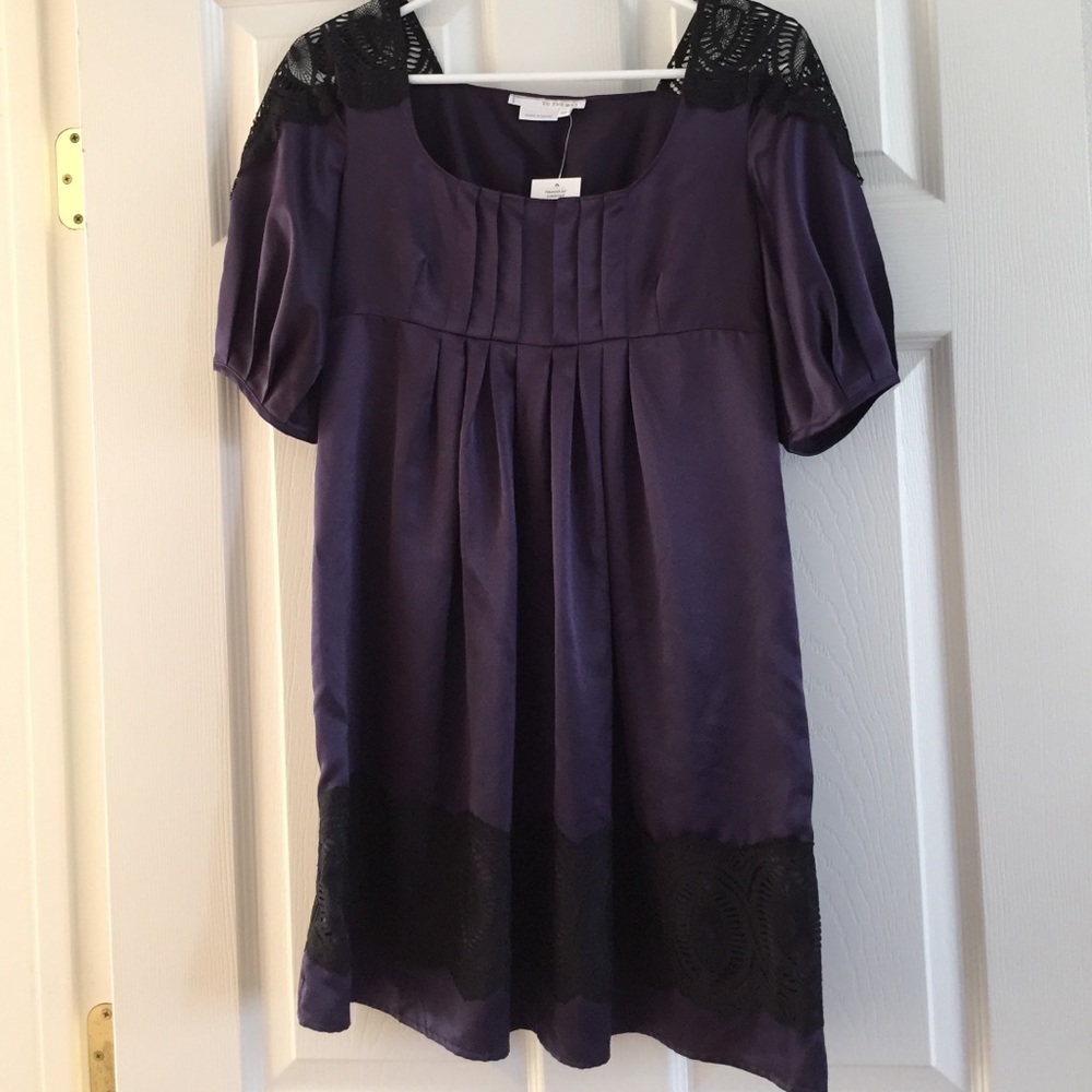 Purple with black lace dress