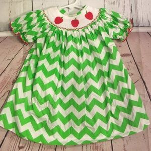 Dibble Dabble smocked apple dress 24M