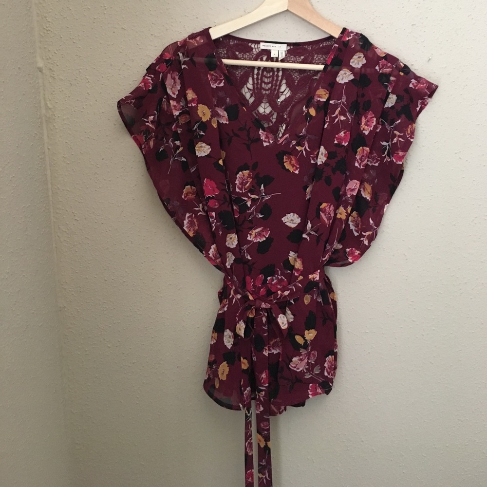 Anthropologie Rose Garden Kimono Floral Top