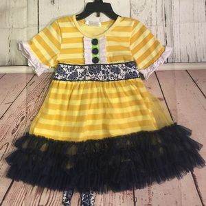 Tutu&Lulu navy and yellow dress. 1-2T
