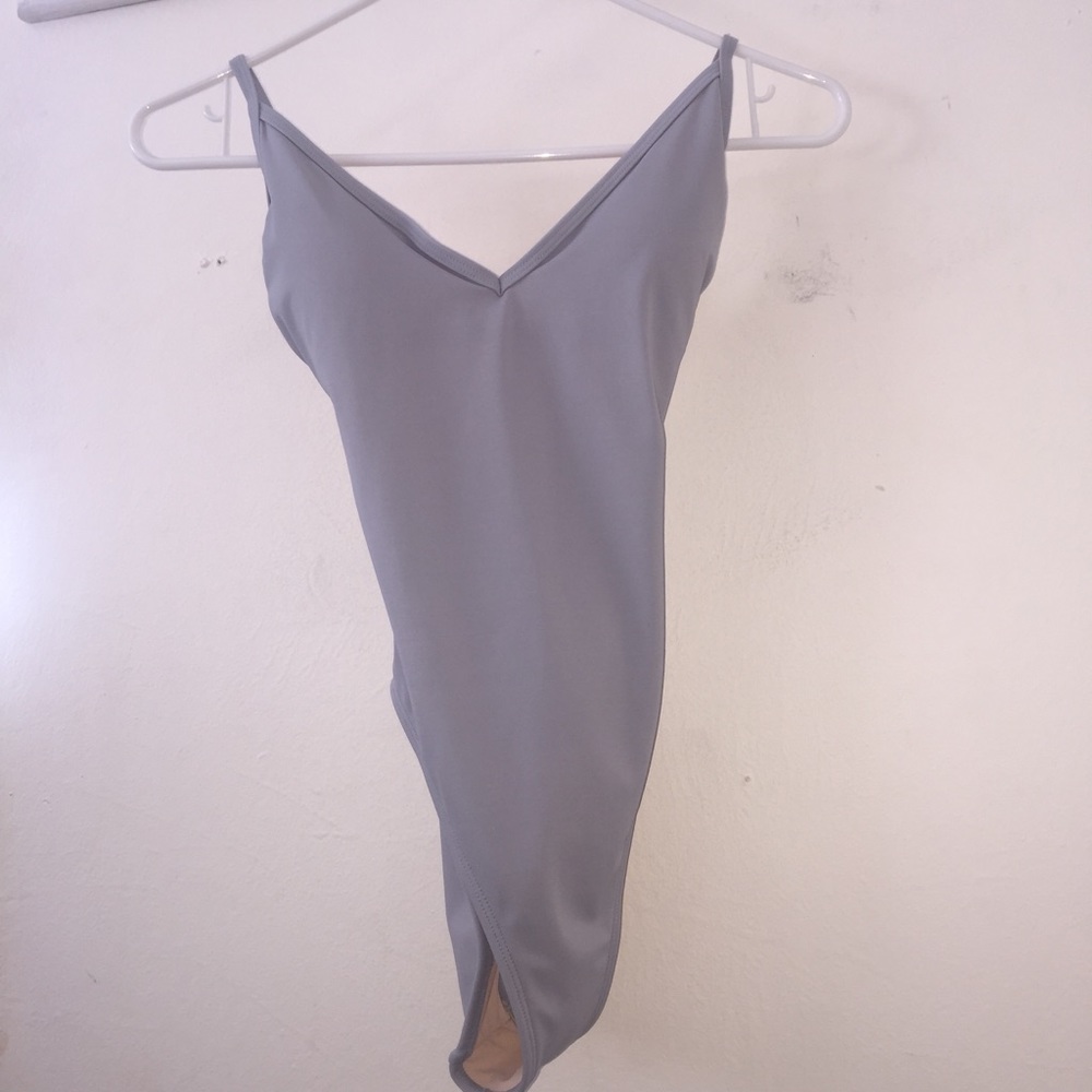 Grey one piece bathing suit