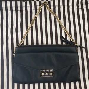 Henri Bendel Black Miss Bendel Baguette Clutch