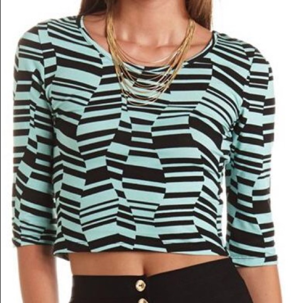 3/4 Sleeve Barback Crop Top
