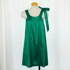 Theory Emerald Green Shoulder Tie Dress NWOT