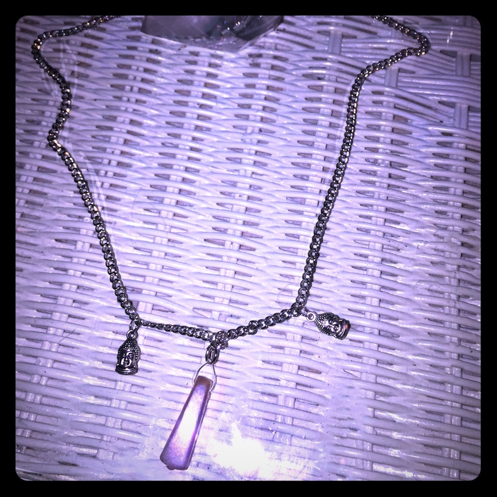 Genuine Amethyst stone and Buddha necklace